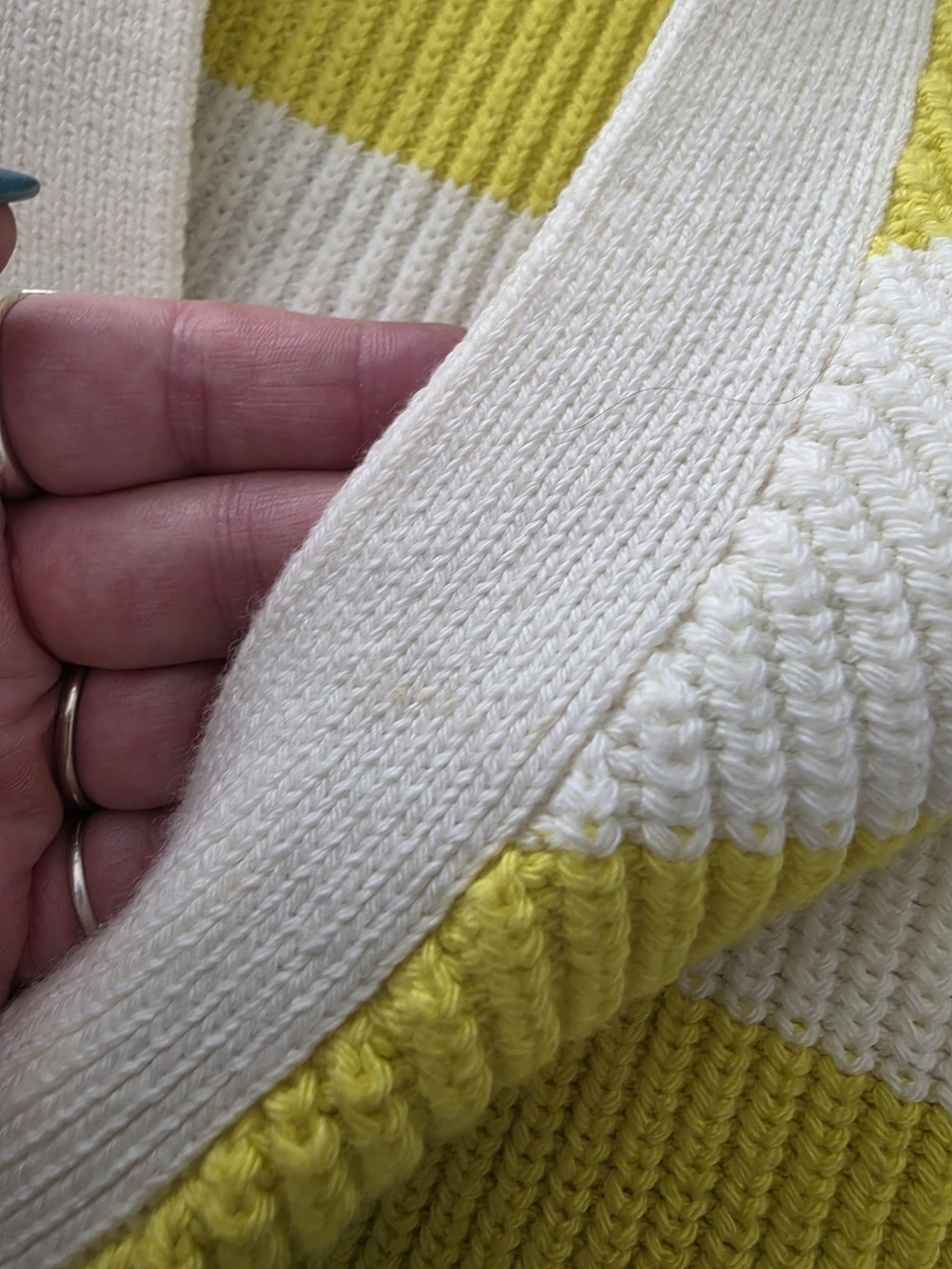Anthropologie Yellow & Cream Striped V-Neck Sweater Vest - Picture 8 of 11